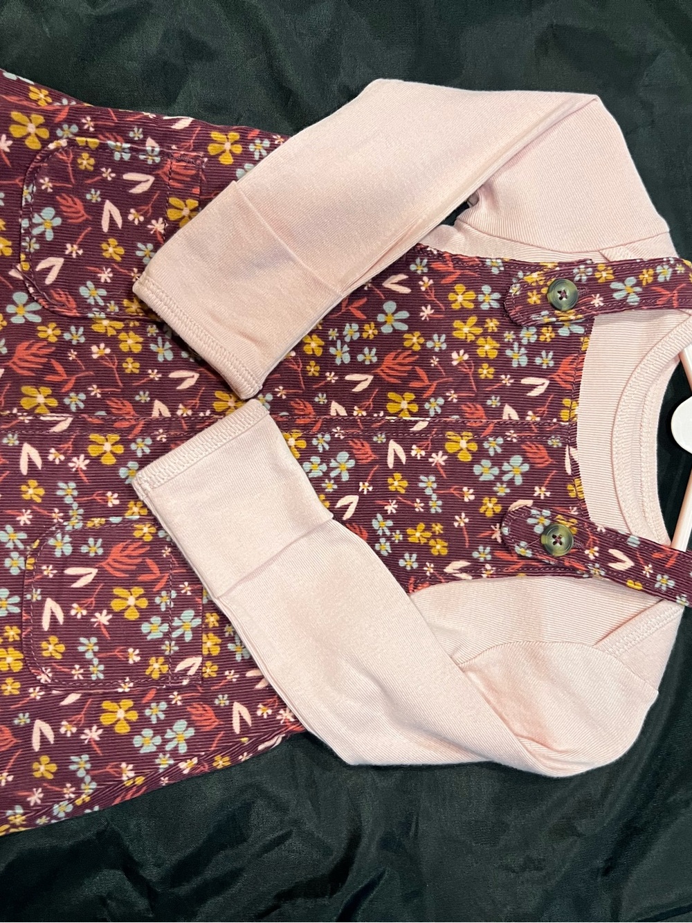 Carter's Maroon Floral Corduroy Pinafore with Pink Bodysuit - Picture 4 of 7